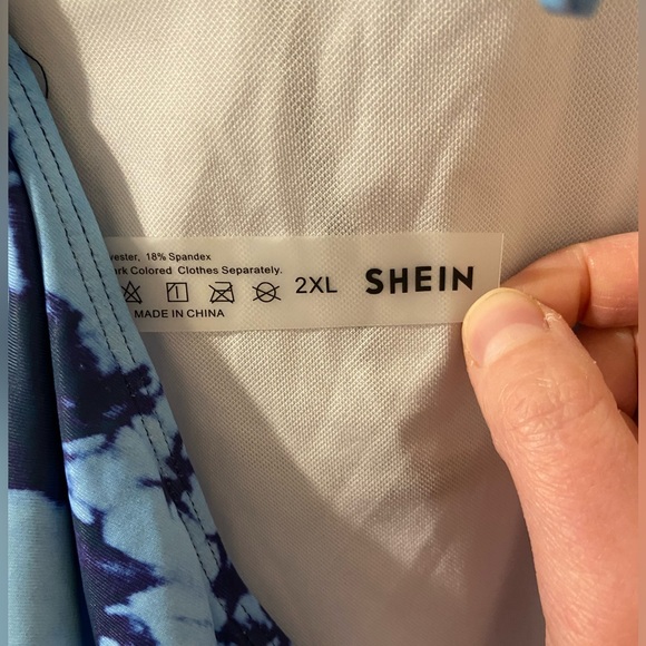 Never Worn SHEIN Blue Tie-dye One-Piece Adjustable Swimsuit - Size 2XL - Picture 3 of 4
